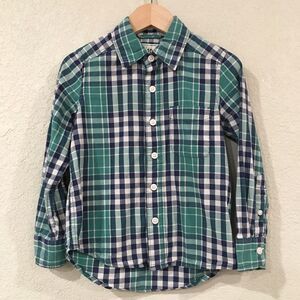 The Children's Place Boys Sz XS 4 Shirt Blue Plaid Button Up‎ 100% Cotton Preppy